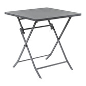 Ensemble table de jardin + 2 chaises GREENSBORO Roland-Garros Gris quartz 2 places - Acier traité époxy, Traitement antirouille renforcé Gris quartz