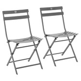 Ensemble table de jardin + 2 chaises GREENSBORO Roland-Garros Gris quartz 2 places - Acier traité époxy, Traitement antirouille renforcé Gris quartz