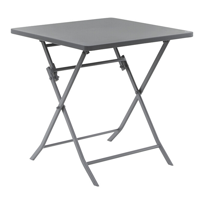 Ensemble table de jardin + 2 chaises GREENSBORO Roland-Garros Gris quartz 2 places - Acier traité époxy, Traitement antirouille renforcé Gris quartz