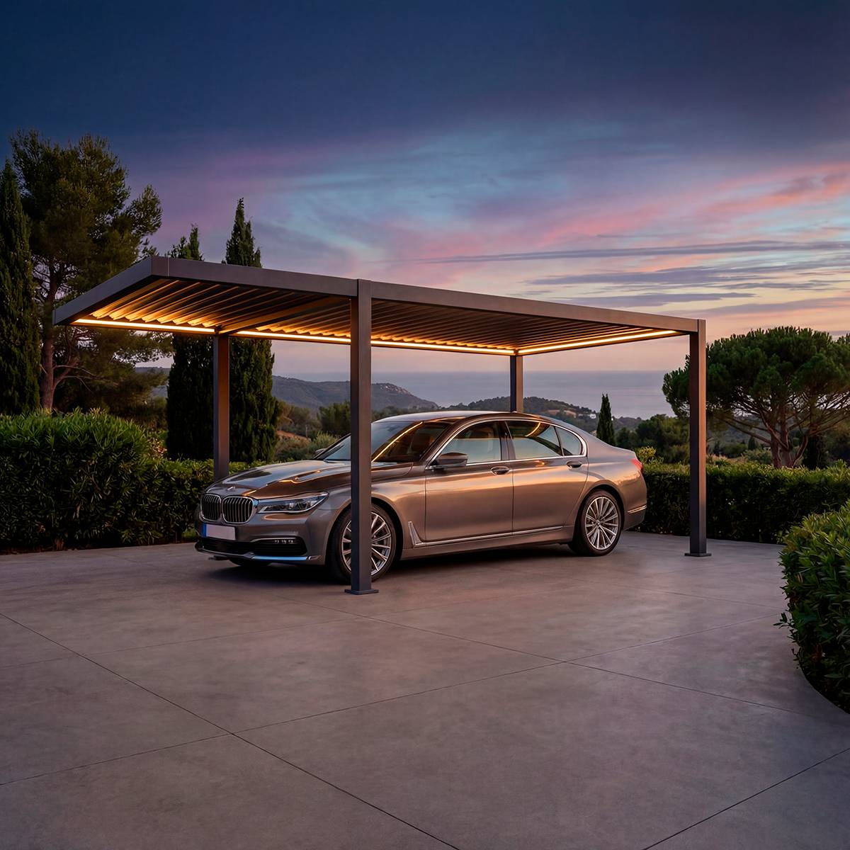 Carport NEIRIA Graphite 5,5 x 3 m - Acier galvanisé, Aluminium traité époxy Graphite