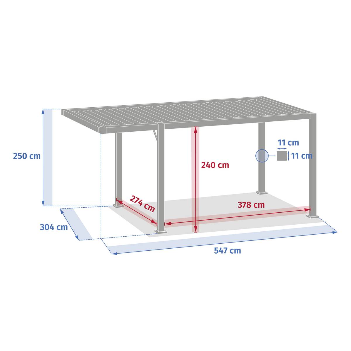 Carport NEIRIA Graphite 5,5 x 3 m - Acier galvanisé, Aluminium traité époxy Graphite