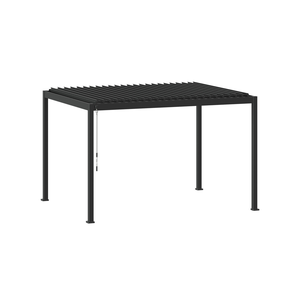 Pergola bioclimatique EVORA Graphite 4 x 3 m - Structure et lames doubles en aluminium Graphite
