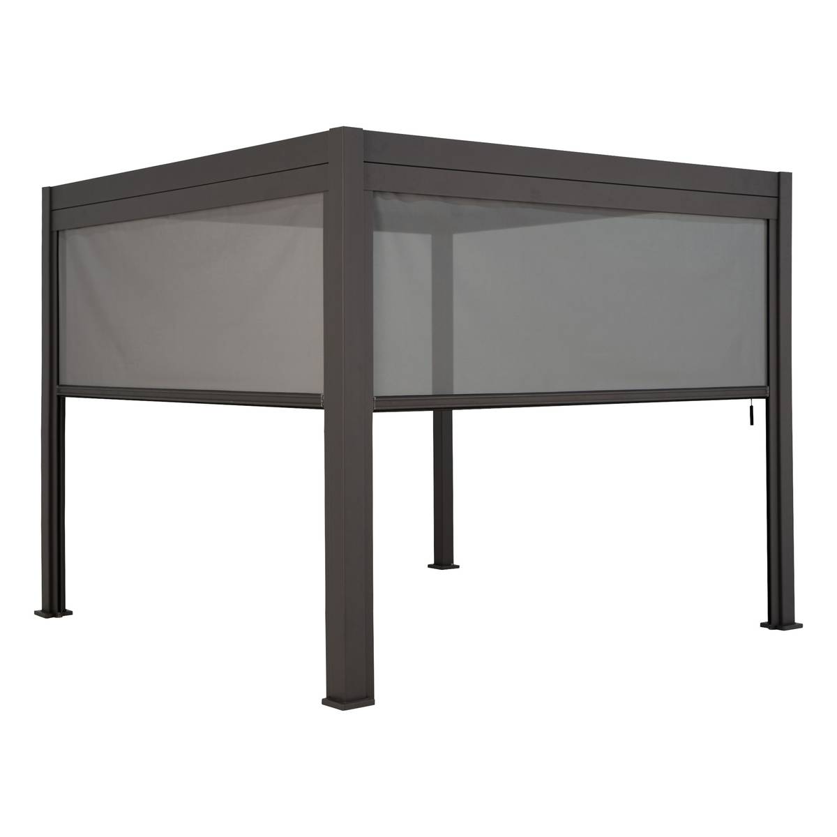 Store pour pergola bioclimatique EVORA Ardoise Pour EVORA Côté 4 m - 3,7 m - Aluminium, Texaline Ardoise