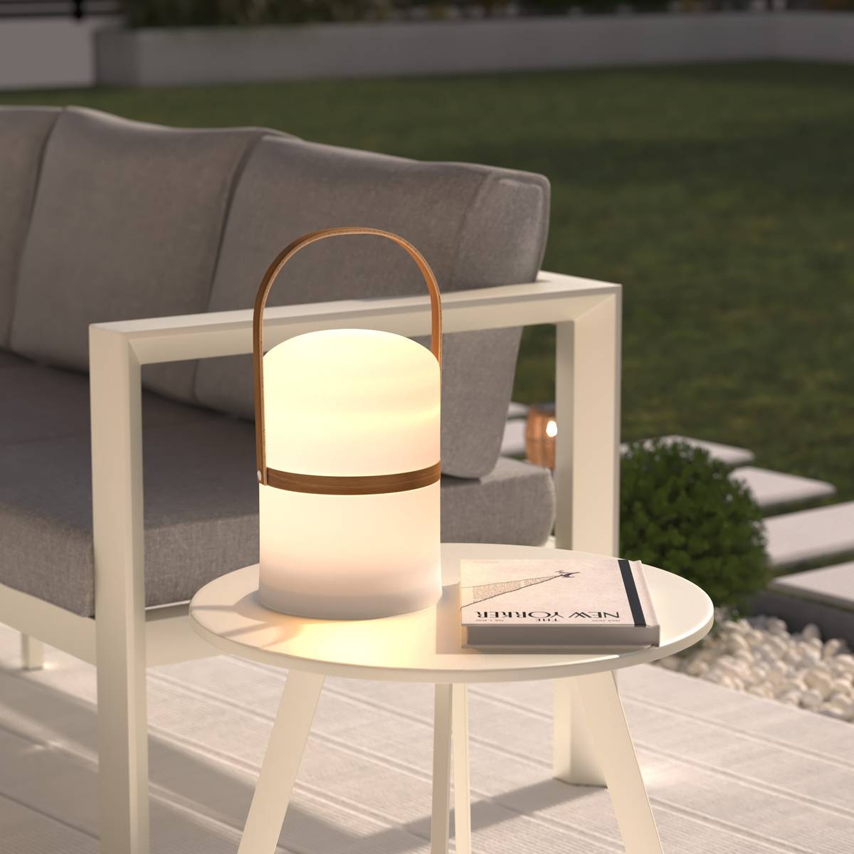 Lampe d'extérieur KIARA rechargeable USB Blanc H. 36 cm Blanc