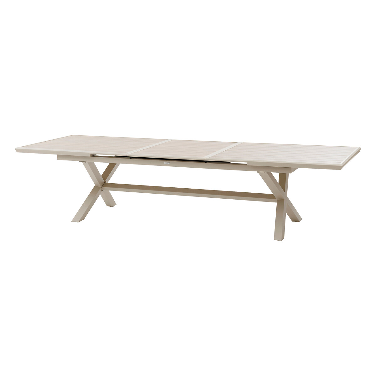Table de jardin extensible AXIOME Effet bois Lin & Argile 12 places - Aluminium traité époxy Effet bois Lin / Argile