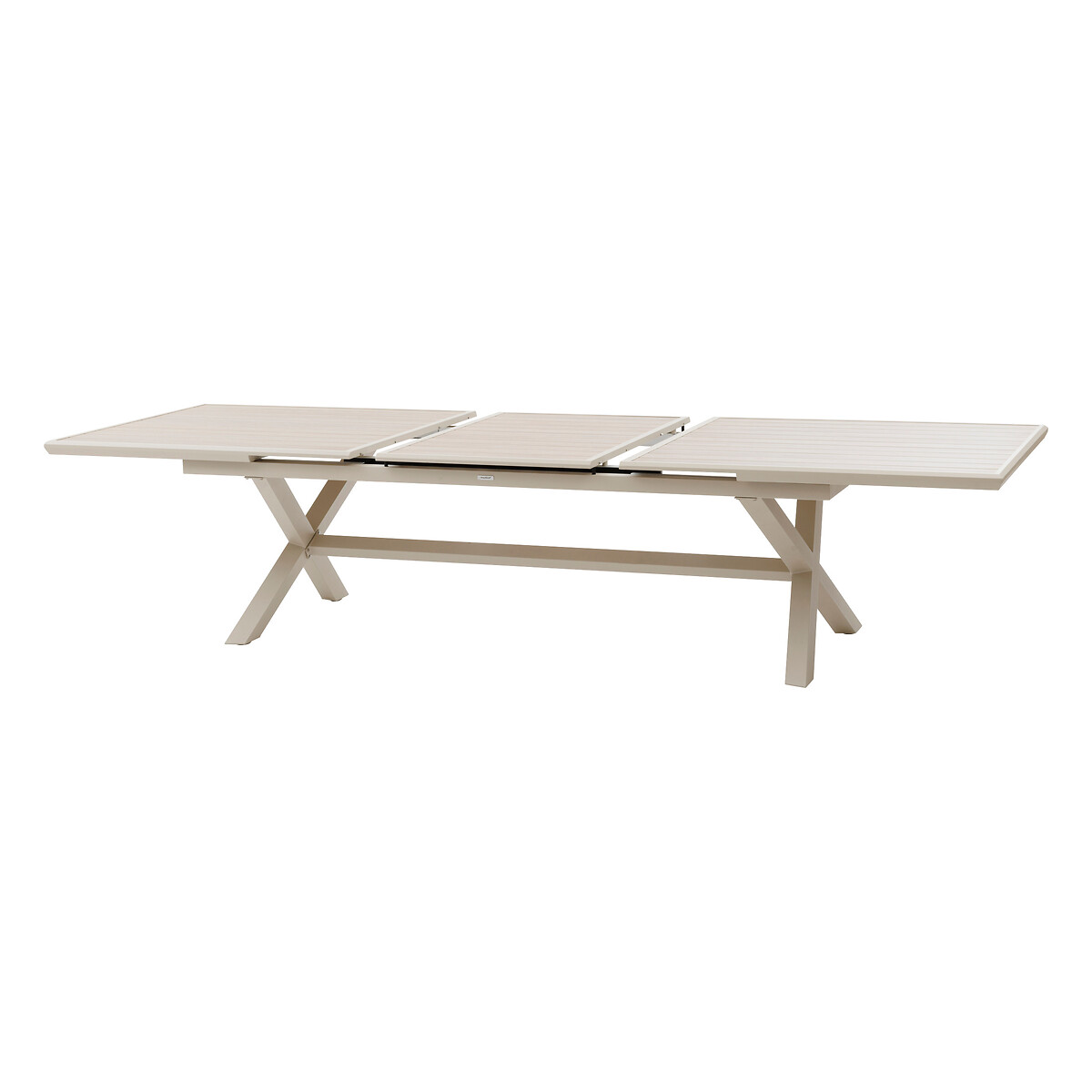 Table de jardin extensible AXIOME Effet bois Lin & Argile 12 places - Aluminium traité époxy Effet bois Lin / Argile
