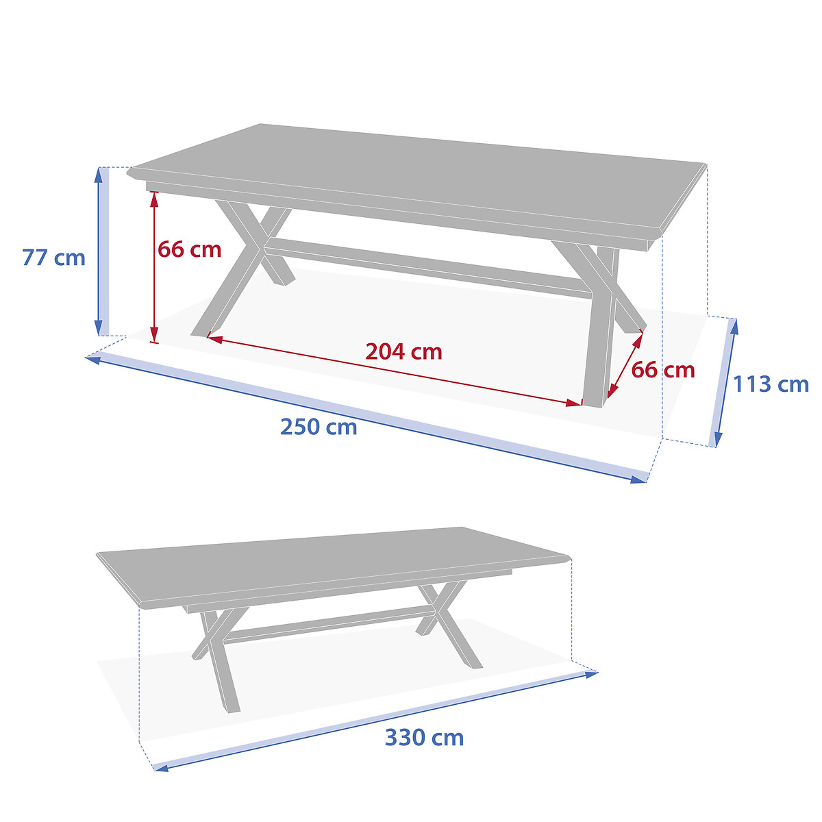Table de jardin extensible AXIOME Effet bois Lin & Argile 12 places - Aluminium traité époxy Effet bois Lin / Argile