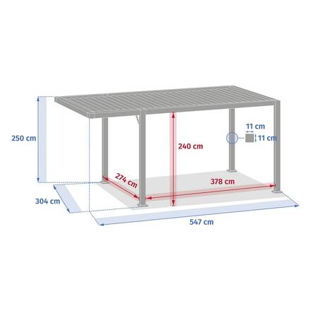 Carport NEIRIA Graphite 5,5 x 3 m - Acier galvanisé, Aluminium traité époxy