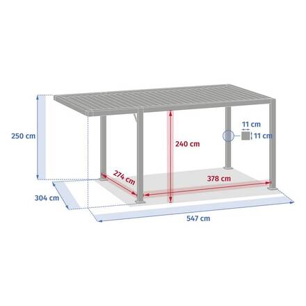 Carport NEIRIA Graphite 5,5 x 3 m - Acier galvanisé, Aluminium traité époxy