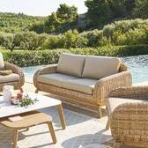 Canapé de jardin MANISSA Honey & Beige 2 places - Aluminium traité époxy, Polyester Beige / Honey