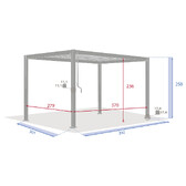 Pergola bioclimatique EVORA Graphite 4 x 3 m - Structure et lames doubles en aluminium Graphite