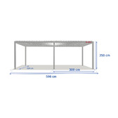 Pergola bioclimatique électrique EVORA Honey 6 x 3,6 m - Structure et lames doubles en aluminium Honey / Graphite
