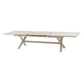 Table de jardin extensible AXIOME Effet bois Lin & Argile 12 places - Aluminium traité époxy Effet bois Lin / Argile