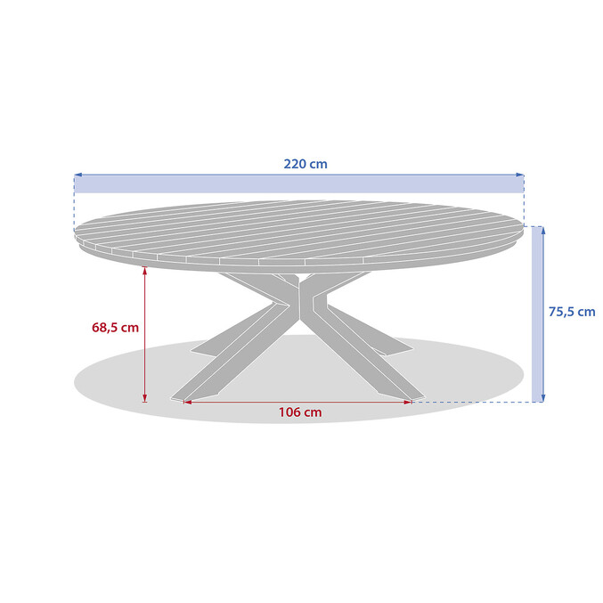Table de jardin ronde ORACLION effet bois Noix & Graphite 12 places - Aluminium traité époxy Effet bois noix / Graphite