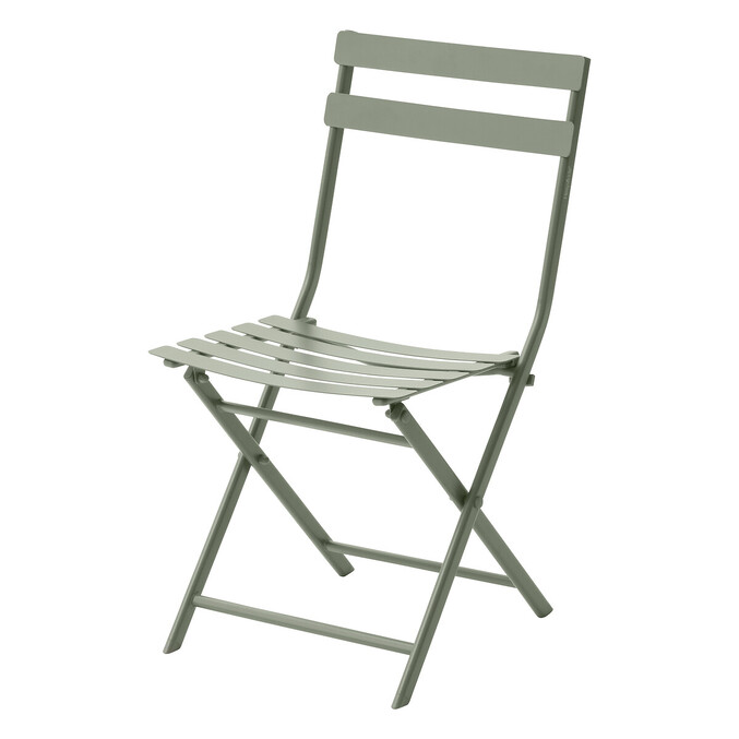 Chaise de jardin pliante GREENSBORO Vert laurier Acier traité époxy, Traitement antirouille renforcé Vert laurier