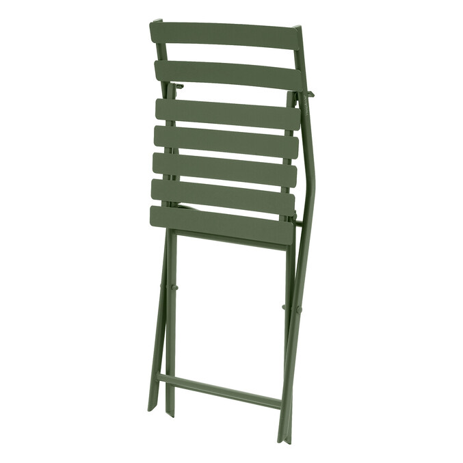 Chaise de jardin pliante GREENSBORO Vert laurier Acier traité époxy, Traitement antirouille renforcé Vert laurier