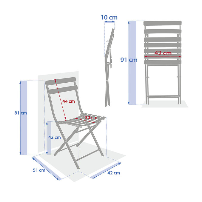 Chaise de jardin pliante GREENSBORO Lie de vin Acier traité époxy, Traitement antirouille renforcé Lie de vin