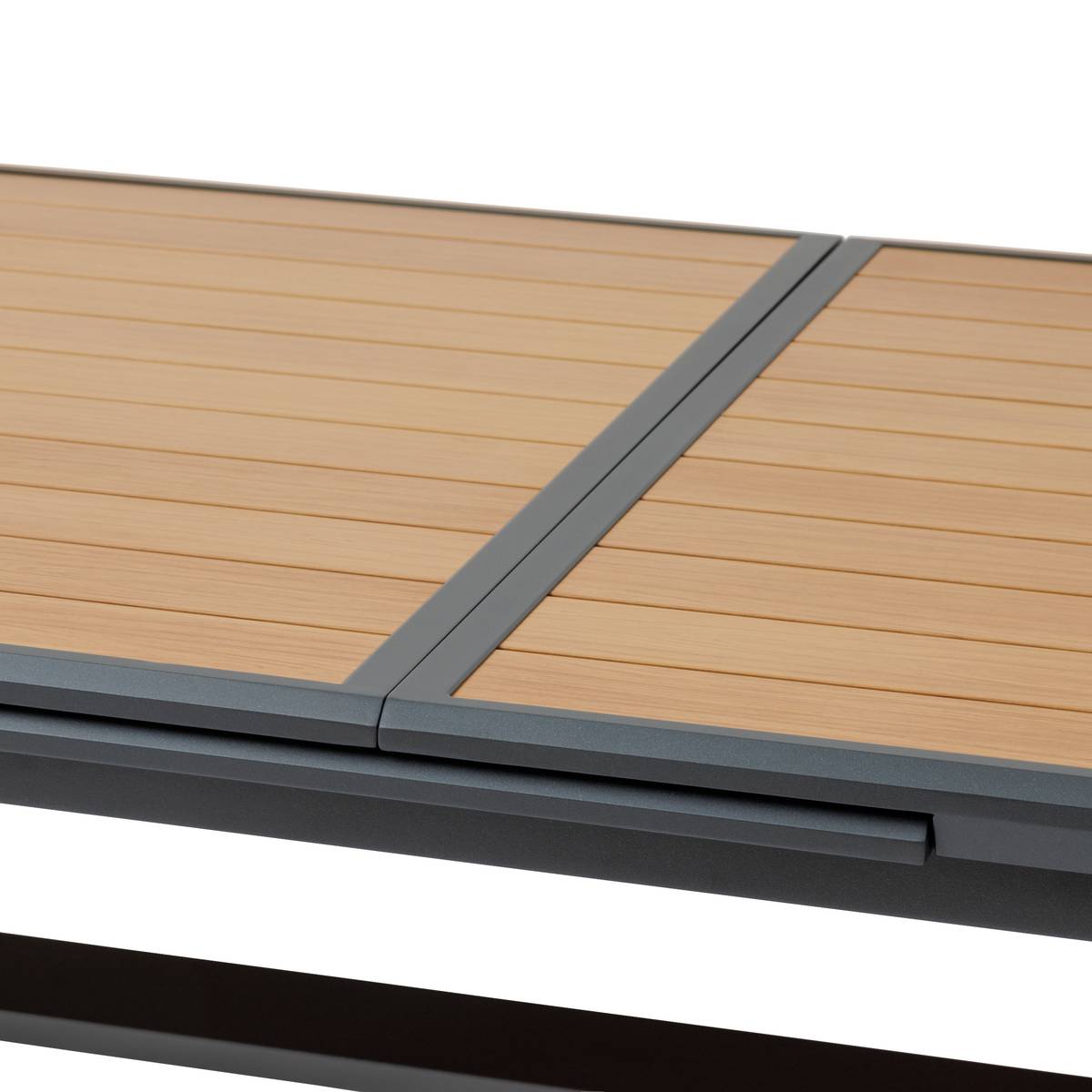 Table de jardin extensible AXIOME Effet bois Noix & Graphite 10 places - Aluminium traité époxy Effet bois noix / Graphite