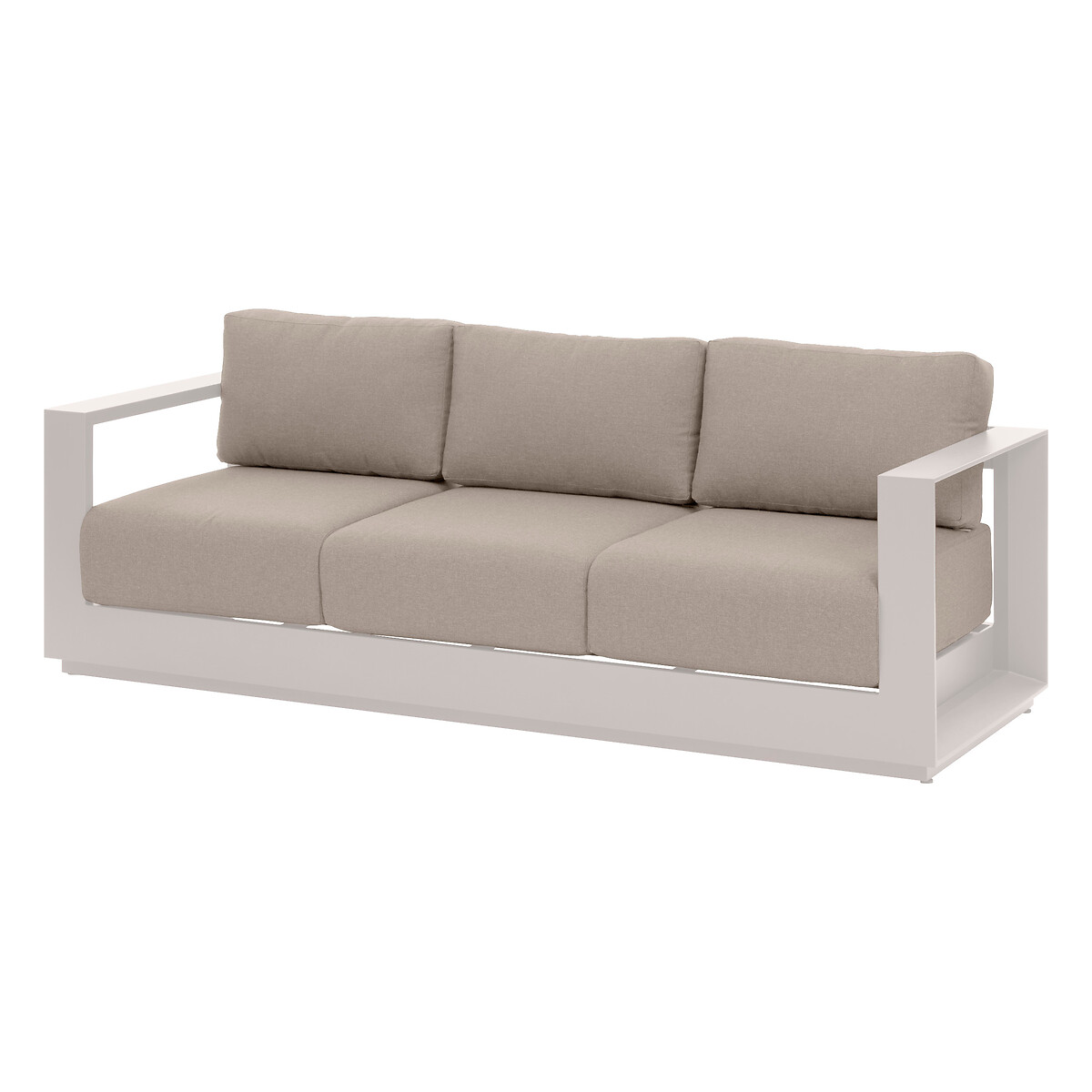 Canapé de jardin ALLURE Avoine & Beige zebrano 3 places - Aluminium traité époxy, Polyester Avoine / Beige zebrano