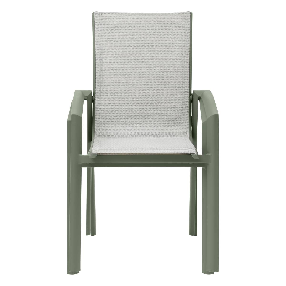 Fauteuil de jardin empilable AXANT Vert olive / Vert laurier Aluminium traité époxy, Texaline Olive / Laurier