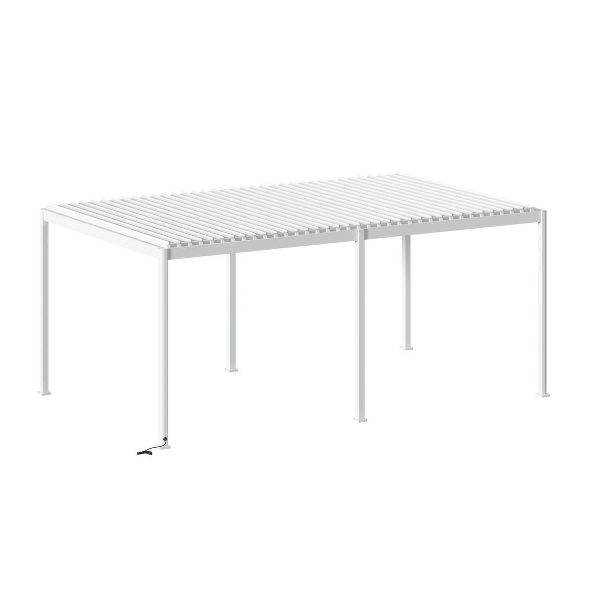 Pergola bioclimatique électrique EVORA Blanc 6 x 3,6 m - Structure et lames doubles en aluminium Blanc