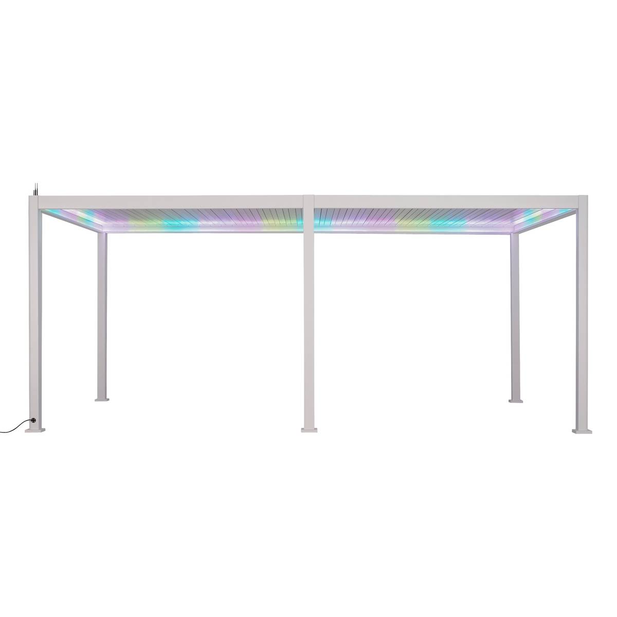 Pergola bioclimatique électrique EVORA Blanc 6 x 3,6 m - Structure et lames doubles en aluminium Blanc