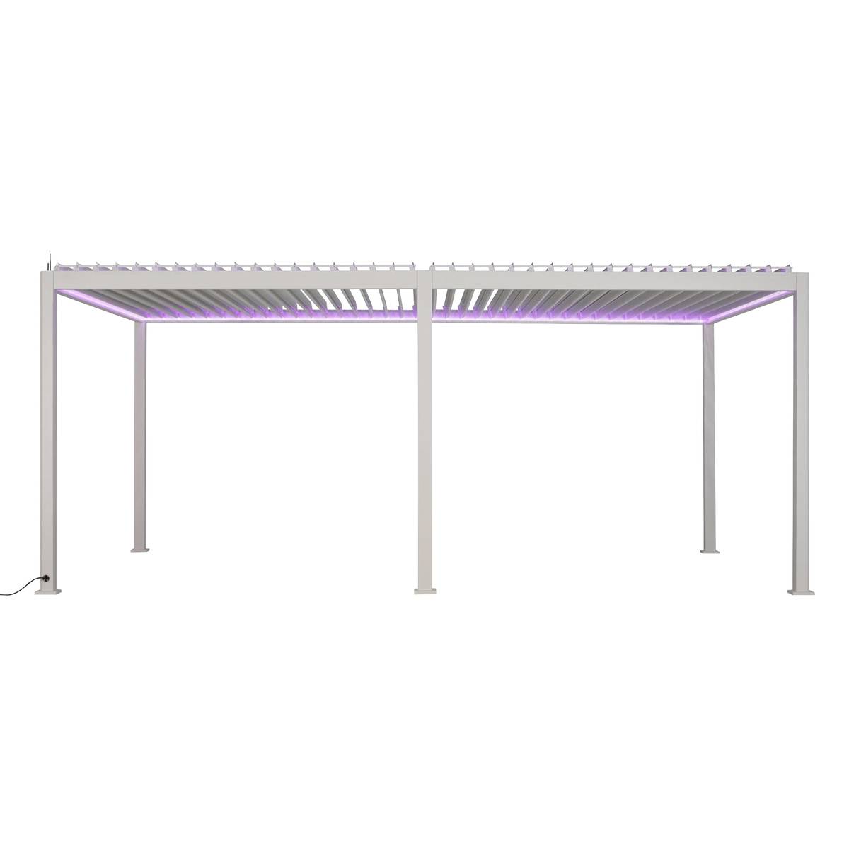 Pergola bioclimatique électrique EVORA Blanc 6 x 3,6 m - Structure et lames doubles en aluminium Blanc