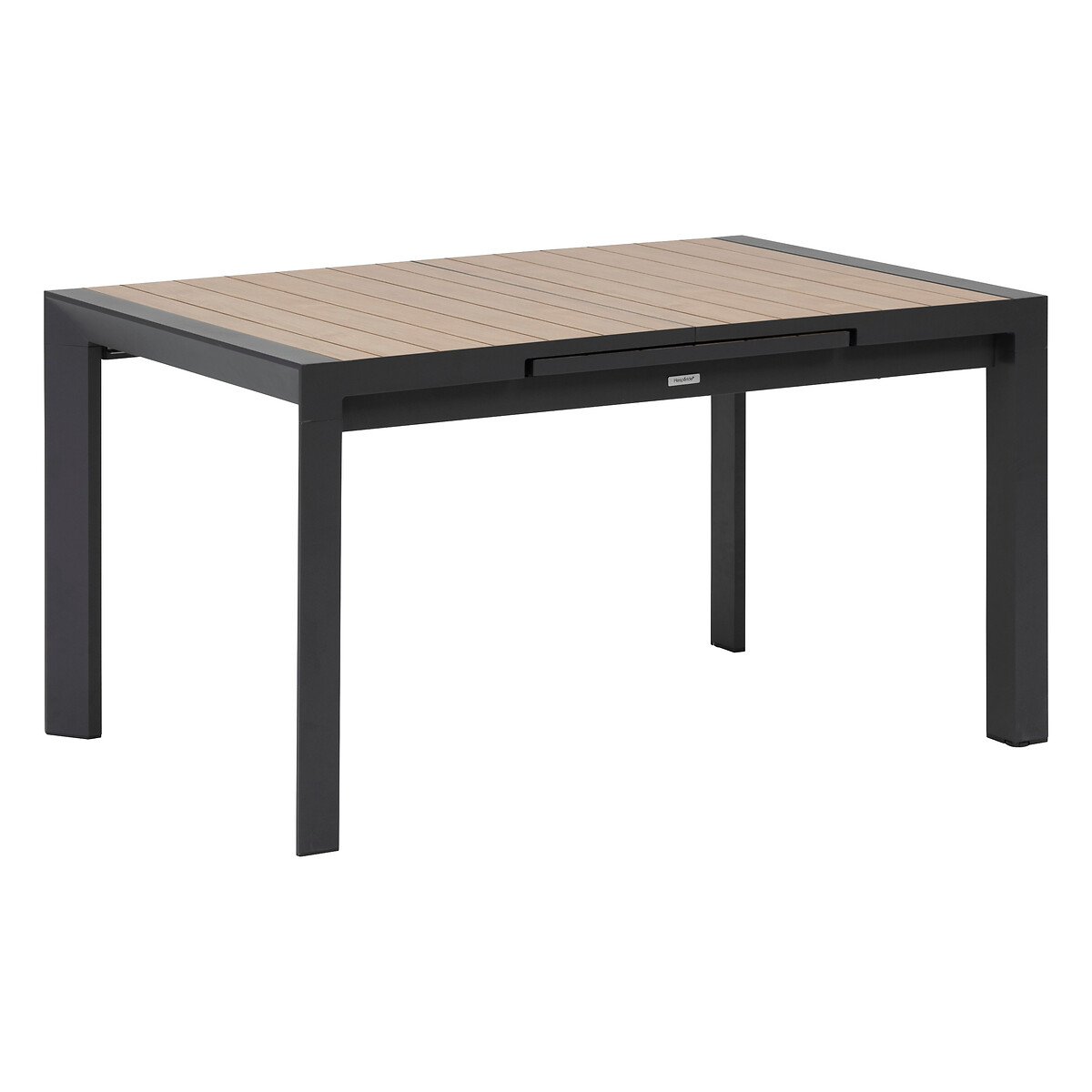 Table de jardin extensible ÉVASION Effet bois Honey & Graphite 8 places - Aluminium traité époxy, Lattes aluminium effet bois Effet bois Honey / Graphite