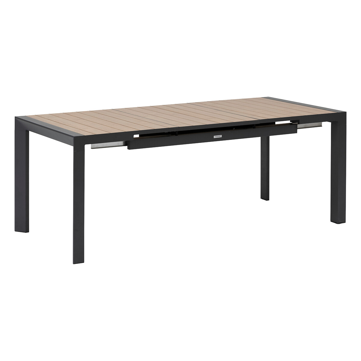 Table de jardin extensible ÉVASION Effet bois Honey & Graphite 8 places - Aluminium traité époxy, Lattes aluminium effet bois Effet bois Honey / Graphite
