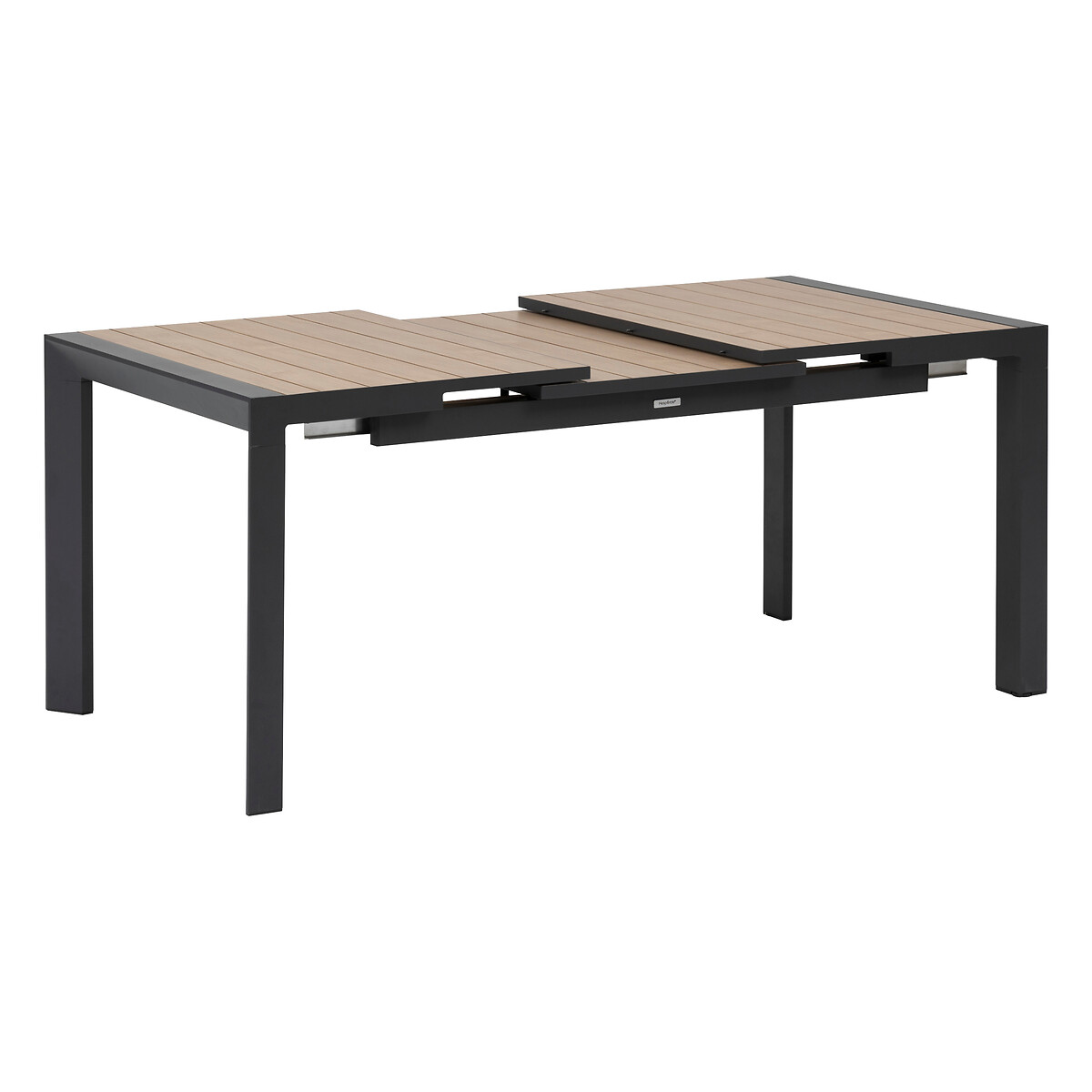 Table de jardin extensible ÉVASION Effet bois Honey & Graphite 8 places - Aluminium traité époxy, Lattes aluminium effet bois Effet bois Honey / Graphite