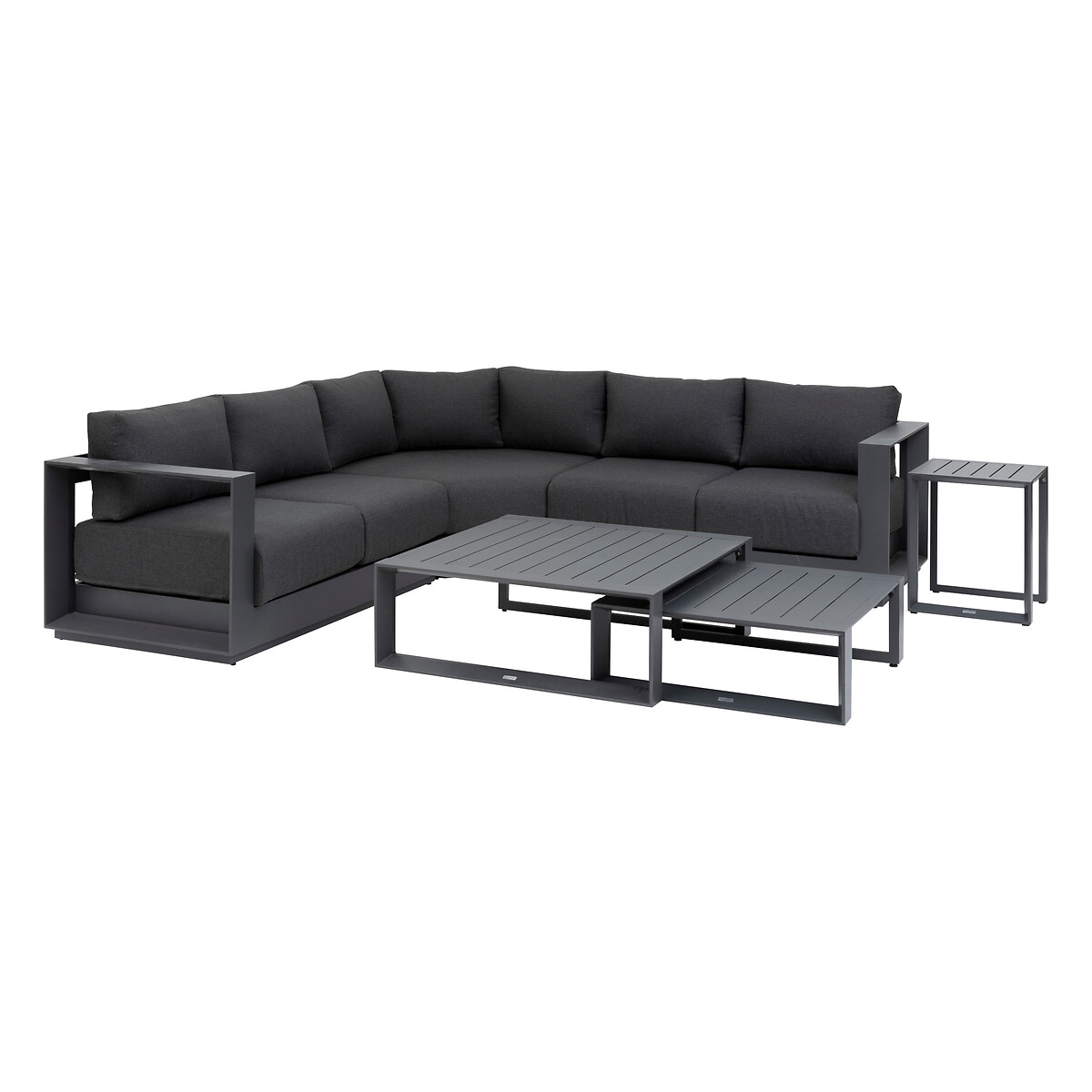 Salon d'angle de jardin ALLURE Graphite 5 places - Aluminium traité époxy, Polyester Graphite