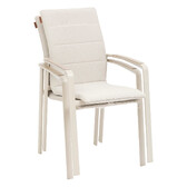 Fauteuil de jardin empilable DIESE Ivoire & Argile Aluminium traité époxy, Texaline Ivoire / Argile