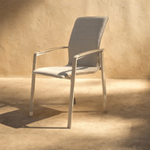 Fauteuil de jardin empilable DIESE Ivoire & Argile Aluminium traité époxy, Texaline Ivoire / Argile