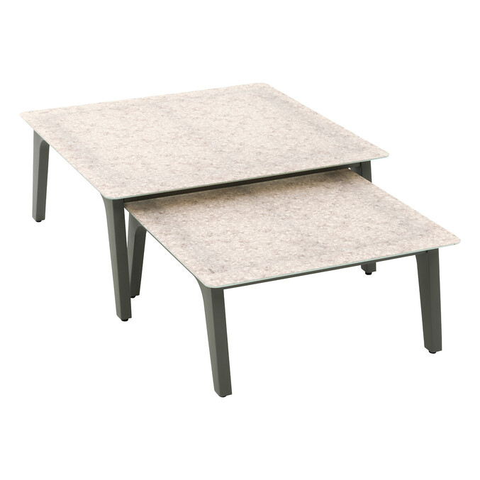 Salon de jardin PULPY Vert laurier 7 places - Aluminium traité époxy, Polyester Vert laurier