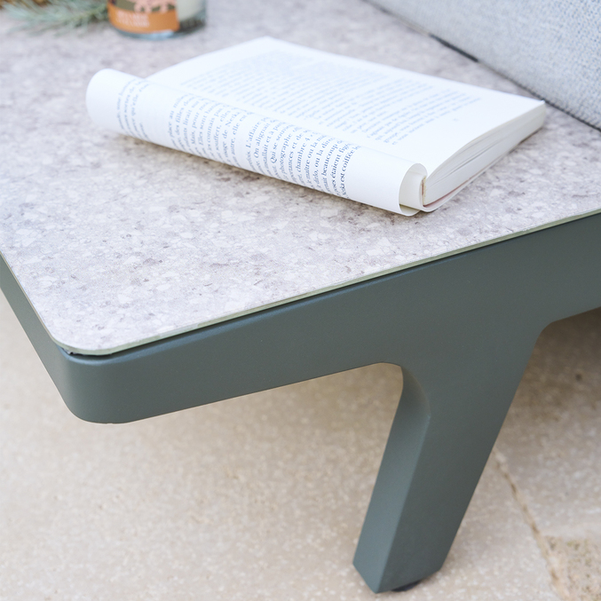 Salon de jardin PULPY Vert laurier 7 places - Aluminium traité époxy, Polyester Vert laurier