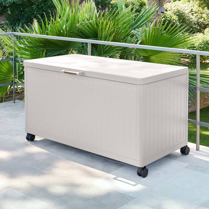 Coffre de rangement EDENIO Argile 670 L - Acier galvanisé, Aluminium traité époxy Argile