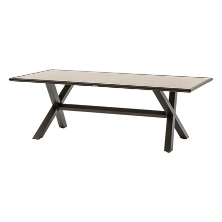 Ensemble table de jardin AXIOME Vanille & Marron + 8 fauteuils DIESE Praline 8 places - Aluminium traité époxy, ECP