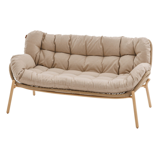 Salon de jardin MELOANE Taupe 7 places - Acier traité époxy, Résine tressée3226