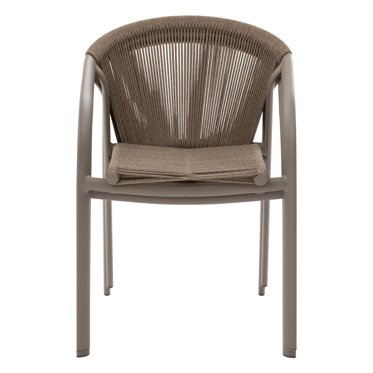 Ensemble table de jardin DOMILLY + 10 fauteuils empilables RIU Café 10 places - Aluminium traité époxy Café