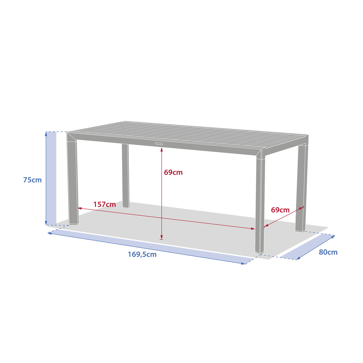 Ensemble table de jardin ÉVASION + 6 chaises empilables ESSENTIA Lin & Argile 6 places - Aluminium traité époxy Lin / Argile