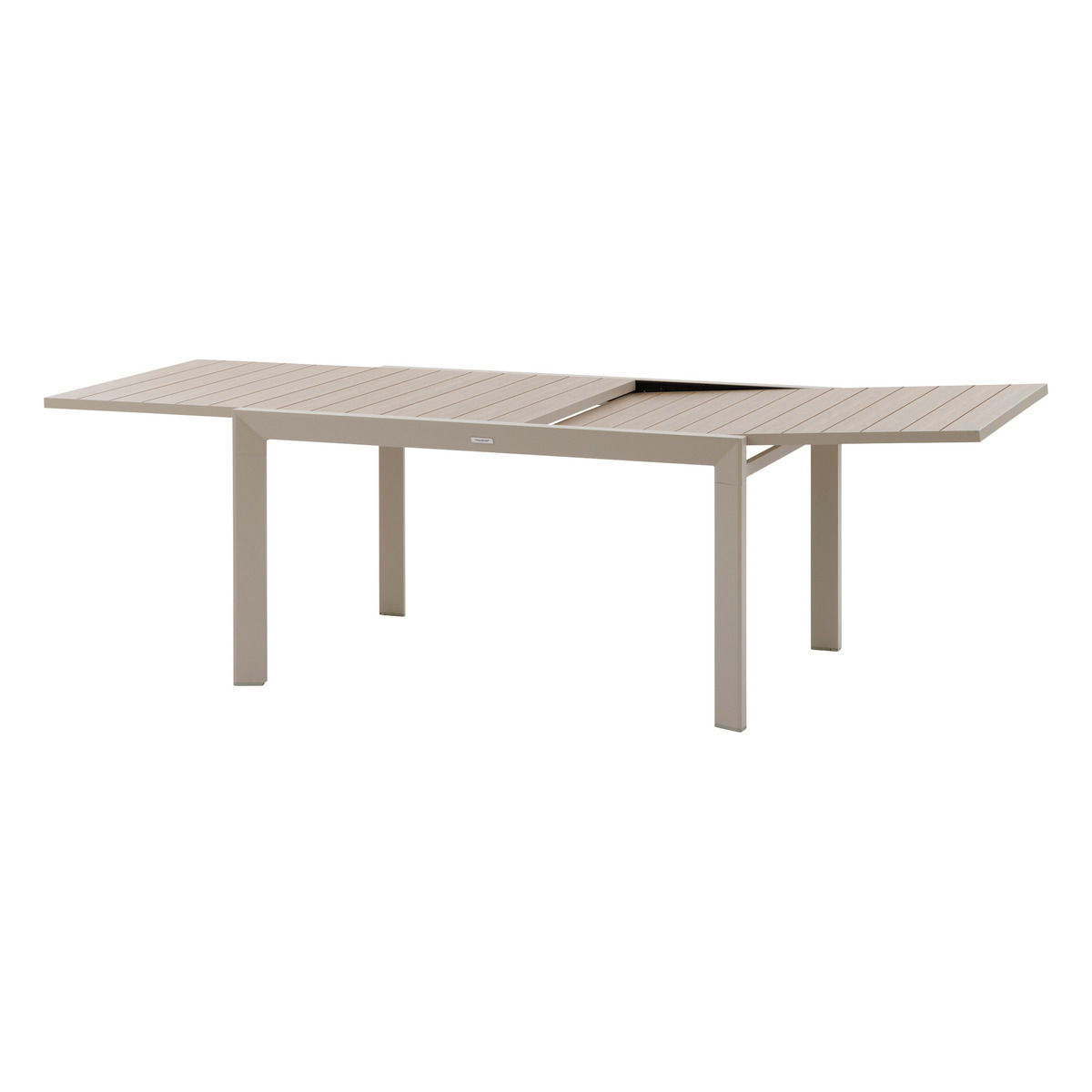 Ensemble table de jardin extensible ÉVASION + 10 fauteuils empilables AXANT Argile & Lin 10 places - Aluminium traité époxy Argile / Lin