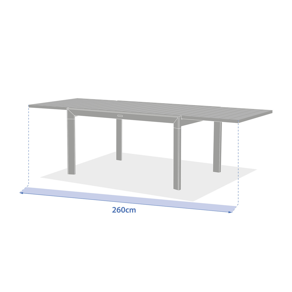 Ensemble table de jardin extensible ÉVASION + 10 fauteuils empilables AXANT Argile & Lin 10 places - Aluminium traité époxy Argile / Lin