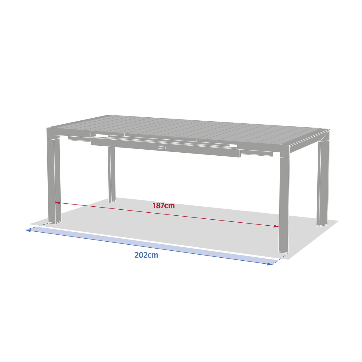 Ensemble table de jardin extensible ÉVASION + 8 fauteuils empilables ESSENTIA Lin & Argile 8 places - Aluminium traité époxy Lin / Argile