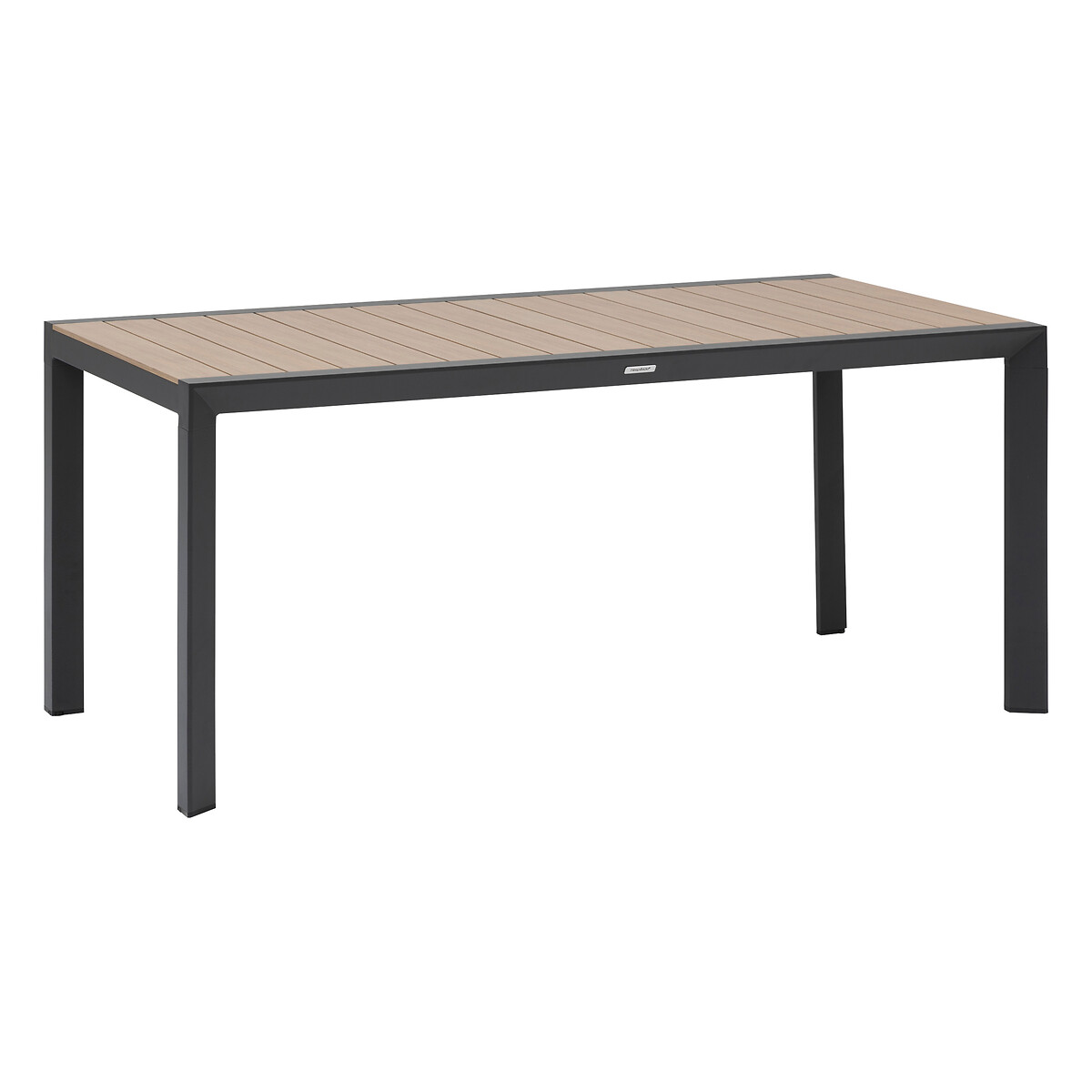 Ensemble table de jardin ÉVASION + 6 chaises empilables ESSENTIA Graphite 6 places - Aluminium traité époxy Honey / Graphite