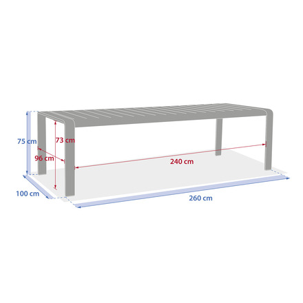 Ensemble table de jardin DOMILLY + 10 fauteuils empilables RIU Café 10 places - Aluminium traité époxy