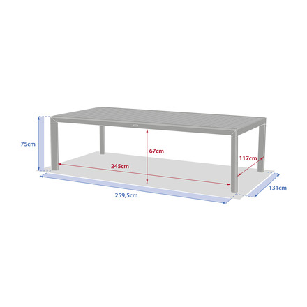 Ensemble table de jardin ÉVASION + 12 fauteuils AXANT Lin & Argile 12 places - Aluminium traité époxy