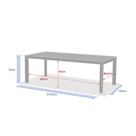 Ensemble table de jardin ÉVASION + 8 fauteuils ESSENTIA Lin & Argile 8 places - Aluminium traité époxy
