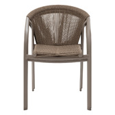 Ensemble table de jardin DOMILLY + 10 fauteuils empilables RIU Café 10 places - Aluminium traité époxy Café