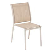 Ensemble table de jardin ÉVASION + 6 chaises empilables ESSENTIA Lin & Argile 6 places - Aluminium traité époxy Lin / Argile
