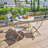 Ensemble table de jardin ronde + 4 chaises empilables GREENSBORO Argile 4 places - Acier traité époxy, Traitement antirouille renforcé Argile